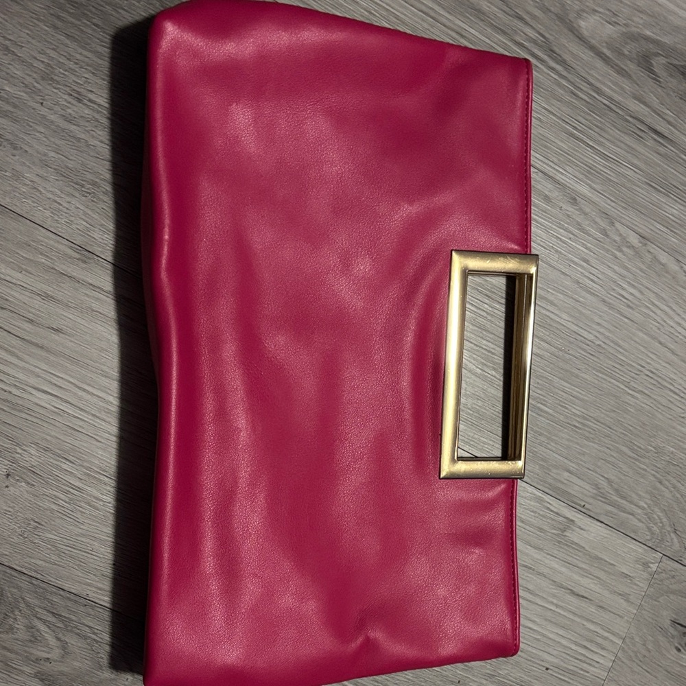 Elegant Pink Clutch with Gold Handle